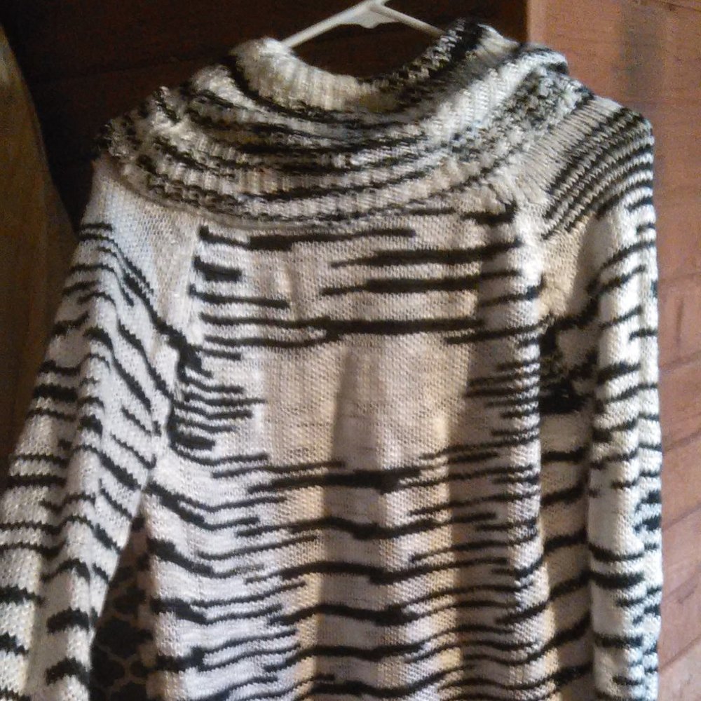 RXB Black and White Striped Cowl Neck Sweater
